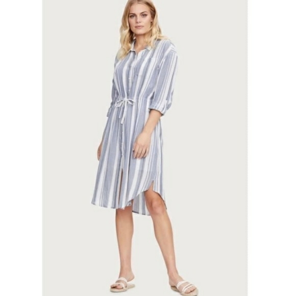 *NWT* Michael Stars Striped Vita Midi Shirt Dress - Picture 1 of 6